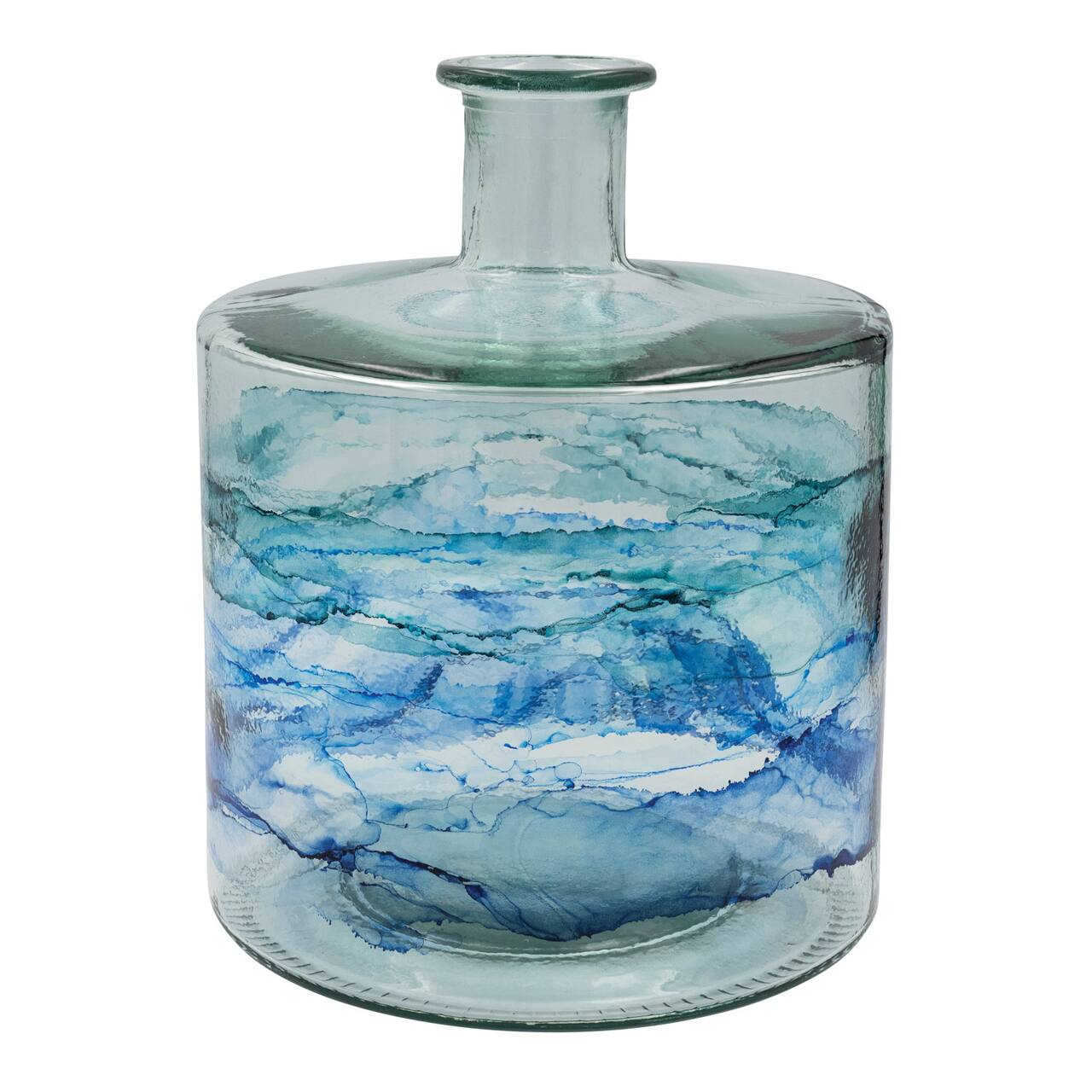 Hello Honey® 10.25" Blue Ombre Hand Painted Reclaimed Glass Vase